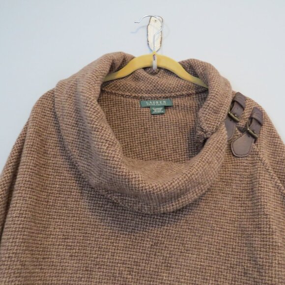 Lauren Ralph Lauren Brown & Tan Patterned Poncho Wrap One Size - Picture 7 of 10